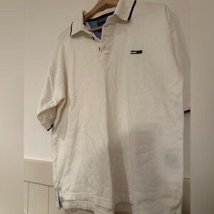 Tommy Hilfiger Tommy Jeans Men's Cream Polo Shirt‎ Y2K preppy early 2000’s